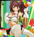  breasts earrings elbow_gloves gloves jewelry kujikawa_rise large_breasts mizuno_kakeru one_eye_closed persona persona_4 solo thighhighs twintails white_gloves 