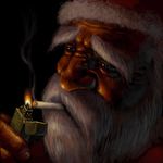  beard cigarette facial_hair hat jon_taira lighter lowres male_focus original realistic santa_claus santa_hat smoking solo zippo_(object) 