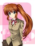  467_(artist) bad_id bad_pixiv_id brown_hair long_hair lyrical_nanoha mahou_shoujo_lyrical_nanoha mahou_shoujo_lyrical_nanoha_a's purple_eyes ribbon school_uniform seishou_middle_school_uniform side_ponytail solo takamachi_nanoha 