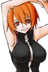  armpits breasts large_breasts orange_eyes orange_hair original rizucchi_(tekkei) short_hair smile solo tekkei_(teckei) transparent_background 