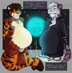  clothing collar felid kaydex loincloth male male_pregnancy mammal pantherine pants pregnant shoulder_pads snow_leopard space text the-narutoshi tiger tunic uniform 