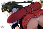  arrow ass dated downscaled from_behind green_hair hair_ribbon kantai_collection long_hair md5_mismatch momo_(higanbana_and_girl) panties pantyshot quiver resized ribbon skirt solo twintails underwear upskirt white_background white_panties yellow_eyes zuikaku_(kantai_collection) 