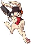  feline-fattale gun hat lagomorph mammal paws rabbit ranged_weapon scout_(team_fortress_2) team_fortress_2 weapon 