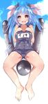  blue_hair breasts hair_ribbon heart heart-shaped_pupils i-19_(kantai_collection) kantai_collection large_breasts looking_at_viewer mkcrf one-piece_swimsuit open_mouth pink_eyes ribbon school_swimsuit sketch solo swimsuit symbol-shaped_pupils torpedo twintails 