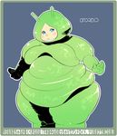  blue_eyes blush fat formal looking_at_viewer obese pocharu suit translation_request wide_hips 