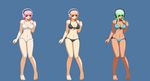  alternate_color aoi_ship bikini breasts cleavage headphones large_breasts long_hair looking_at_viewer navel nitroplus pink_hair pixel_art red_eyes smile solo super_sonico swimsuit 