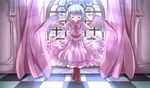  ascot bad_id bad_pixiv_id bat_wings bowing closed_eyes highres remilia_scarlet risutaru short_hair silver_hair solo touhou wings 