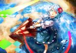  :d banned_artist blue_hair flower from_above hair_flower hair_ornament heterochromia holding karakasa_obake kozou_(soumuden) looking_at_viewer looking_up open_mouth smile solo tatara_kogasa tongue tongue_out touhou umbrella water_drop wrist_cuffs 