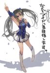  alternate_costume alternate_hairstyle commentary idol kantai_collection long_hair microphone naruse_chisato partially_translated pleated_skirt skirt solo translated translation_request twintails zuikaku_(kantai_collection) 