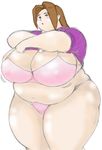  1girl breasts brown_hair fat huge_breasts obese tennkuuji 
