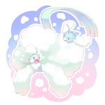  altaria bird flying highres no_humans pokemon pokemon_(game) pokemon_oras simple_background swablu 