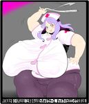  blush breasts fat gigantic_breasts heterochromia nurse obese pocharu purple_hair thick_thighs thighs translation_request 