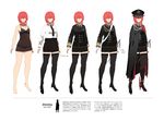  babydoll bangs barefoot black_legwear black_panties blunt_bangs character_sheet double-breasted hat hms_orion hms_orion_(siirakannu) kantai_collection long_sleeves looking_at_viewer military military_uniform multiple_views necktie original panties peaked_cap red_eyes red_hair siirakannu thighhighs underwear uniform zettai_ryouiki 