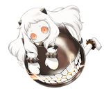  anklet dated gloves horns jewelry kantai_collection long_hair looking_at_viewer monster northern_ocean_hime open_mouth pale_skin red_eyes shibi shinkaisei-kan signature solo white_hair 
