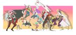  3girls 6+boys back-to-back basil_hawkins black_hair blonde_hair blue_fire blue_hair boa_hancock brothers buggy_the_clown dismembered eustass_captain_kid fighting fire flying hat heat_(one_piece) marco monkey_d_luffy multiple_boys multiple_girls one_piece perona pink_hair portgas_d_ace red_hair siblings straw_hat trafalgar_law vest weapon 