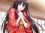  1girl black_hair blush cellphone crying eyes_closed japanese_clothes kirishima_shizuku phone sono_hanabira_ni_kuchizuke_wo tears 