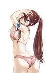  1girl ass back breasts brown_eyes brown_hair butt_crack erza_scarlet fairy_tail large_breasts long_hair mashima_hiro ponytail red_hair solo swimsuit tattoo 