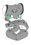  ambiguous_gender changed_(video_game) chano feline fur green_eyes grey_fur grey_tail leopard leopard_(changed) looking_at_viewer mammal multicolored_fur multicolored_tail pantherine sitting solo 