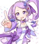  choker cure_sword dokidoki!_precure earrings hair_ornament headset heart jewelry kenzaki_makoto looking_at_viewer magical_girl open_mouth precure purple_choker purple_eyes purple_hair short_hair side_ponytail sketch smile solo spade_earrings spade_hair_ornament sparkle tokunou_shoutarou 