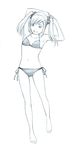  barefoot bikini chikyuu_no_houkago monochrome sketch solo swimsuit traditional_media yoshitomi_akihito 