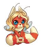  antennae anthro arthropod bee big_tail blonde_hair blue_eyes chibi hair hybrid insect lurue mammal red_panda whiskers wings 