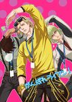  barnaby_brooks_jr blonde_hair brown_hair exercise eyewear_on_head kaburagi_t_kotetsu male_focus mamemo_(daifuku_mame) multiple_boys ryan_goldsmith sleeping sparkle sunglasses suspenders tiger_&amp;_bunny 