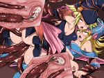  2girls anal artist_request blonde_hair cum dark_magician_girl double_penetration gagaga_girl green_eyes monster multiple_girls red_eyes rolling_eyes sex tentacle tongue_out vaginal x-ray yu-gi-oh! yuu-gi-ou_duel_monsters yuu-gi-ou_zexal 