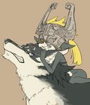  blue_eyes canine duo ear_piercing female feral fur hair imp link_(wolf_form) male mammal midna piercing red_eyes smile the_legend_of_zelda twilight_princess video_games wolf 