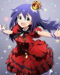 artist_request blue_eyes blue_hair crown cuff_links dress idolmaster idolmaster_million_live! long_hair looking_at_viewer mini_crown mochizuki_anna official_art prologue_rouge ribbon smile solo 