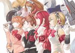  aegis_(persona) android armband bad_id bad_pixiv_id blonde_hair blue_eyes bow brown_hair closed_eyes crossed_arms evoker female_protagonist_(persona_3) hair_ornament hair_up hairband hairclip headphones headphones_removed helmet io_(megami_tensei) kirijou_mitsuru lineup long_hair mask multiple_girls open_mouth orpheus palladion penthesilea persona persona_3 persona_3_portable profile red_eyes red_hair ribbed_sweater school_uniform short_hair sweater takeba_yukari tokitou_fuji white_background white_eyes 