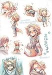  2014 animal_ears anna blue_eyes blush canine clothed clothing duo elsa erukon female fox_ears fox_tail frozen hair human japanese_text looking_at_viewer mammal plain_background text translated unco yorozuya 