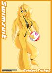  anthro ball big_breasts blue_eyes blush breasts choker cleavage clothed clothing equine female flower golden_ticket horn horse mammal mleonheart my_little_pony original_character pony skimpy solo swimsuit tail_band winged_unicorn wings 