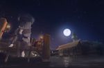  absurd_res clock_tower clothed clothing fek fek_(character) feline hi_res leaning lighthouse male mammal moon night outside sitting solo stars video_games water 