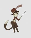  bow_tie cat feline female grey_background hat looking_at_viewer magic_wand magician mammal plain_background sciencefox solo top_hat wide_hips 