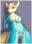  2014 absurd_res anthro anthrofied big_breasts black_nose blue_eyes breasts camel_toe canine cleavage clothed clothing crossgender female fox fox_mccloud fur green_eyes hi_res looking_at_viewer mammal metroid multicolor_fur nintendo nipples shaded signature skipsy solo star_fox tan_fur tight_clothing tongue tongue_out two_tone_fur video_games zero_suit zipper 
