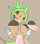  anal balls chespin cum cum_in_ass cum_inside cum_on_face cumshot disembodied_penis excessive_cum fellatio gay group male nintendo one_eye_closed oral oral_sex orgasm pcred566 penis plain_background pok&eacute;mon sex solo_focus tan_background video_games 
