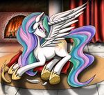  2014 crown equine female feral friendship_is_magic horn horse lying mammal my_little_pony nalesia pillow pony princess_celestia_(mlp) solo winged_unicorn wings 