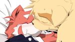  azuresama blush canine couple cum dog duo futaba_kotobuki gay kissing male mammal namihira_kousuke red_panda sweat takaki_takashi 