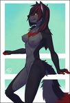  2014 anthro breasts canine female feralise green_eyes kaptainkelly mammal nipples nude red_highlights solo wolf 