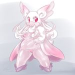  2014 audino big_ears breasts chubby female looking_at_viewer mega_audino nintendo nude pok&eacute;mon pussy red_eyes soina solo standing video_games 
