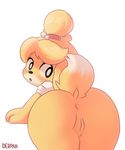  animal_crossing anus butt canine derpah dog female isabelle_(animal_crossing) looking_at_viewer looking_back mammal nintendo pussy solo video_games 