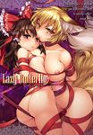  animal_ears arms_behind_back ass asymmetrical_docking bdsm blonde_hair blush bondage bound bow breast_press breasts brown_hair cover cover_page doujin_cover fox_ears fox_tail hair_bow hair_tubes hakurei_reimu ikuta_takanon large_breasts long_hair looking_at_viewer multiple_girls multiple_tails naked_ribbon nipples red_eyes red_ribbon ribbon ribbon_bondage short_hair small_breasts tail touhou yakumo_ran yellow_eyes 