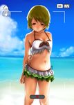  bad_id bad_pixiv_id bikini bikini_skirt blush brown_hair frilled_bikini frills kirieppa koizumi_hanayo looking_at_viewer love_live! love_live!_school_idol_project navel purple_eyes recording short_hair solo swimsuit viewfinder 