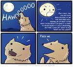  ambiguous_gender buttersafe canine comic english_text feral howl mammal moon text wolf 