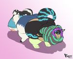  2014 big_breasts big_butt blue_nose breasts butt chubby clothing cute dark_grey_fur duo equine glowing hair hikaru horse hybrid jessica kazecat legwear mammal markings morbidly_obese overweight roofox shirt shorts squashing stockings sweater thick_thighs 