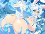  animal_ears arm_warmers big_breasts blue_eyes bow breasts bunny_tail butt clothing erect_nipples fur hair headdress lagomorph mammal nipples nude penis rabbit rabbit_ears restrained slugbox sponty tentacles white_fur white_hair 