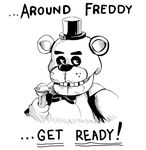  bear bow_tie english_text five_nights_at_freddy&#039;s freddy_(fnaf) hat male mammal mechanical microphone monochrome solo teeth text top_hat 