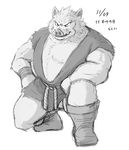  boar dragon_quest male mammal monochrome monster orc_(dq) ork porcine solo square_enix tunic 