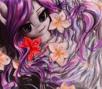  2014 blue_eyes equine eyelashes female flower friendship_is_magic fur hair horn long_hair looking_at_viewer mammal my_little_pony purple_hair rarity_(mlp) smile solo ukulilia unicorn water white_fur 