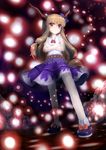  brown_hair crossed_arms from_below full_body highres horns ibuki_suika light_particles long_hair red_eyes smile solo standing touhou zimajiang 